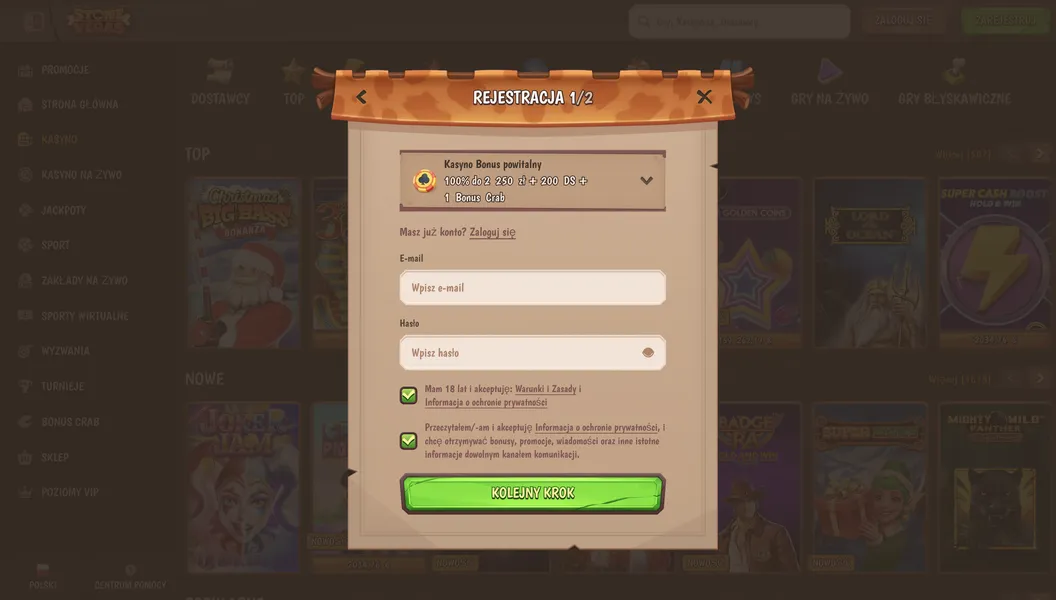 Założenie konta w polskim kasynie online